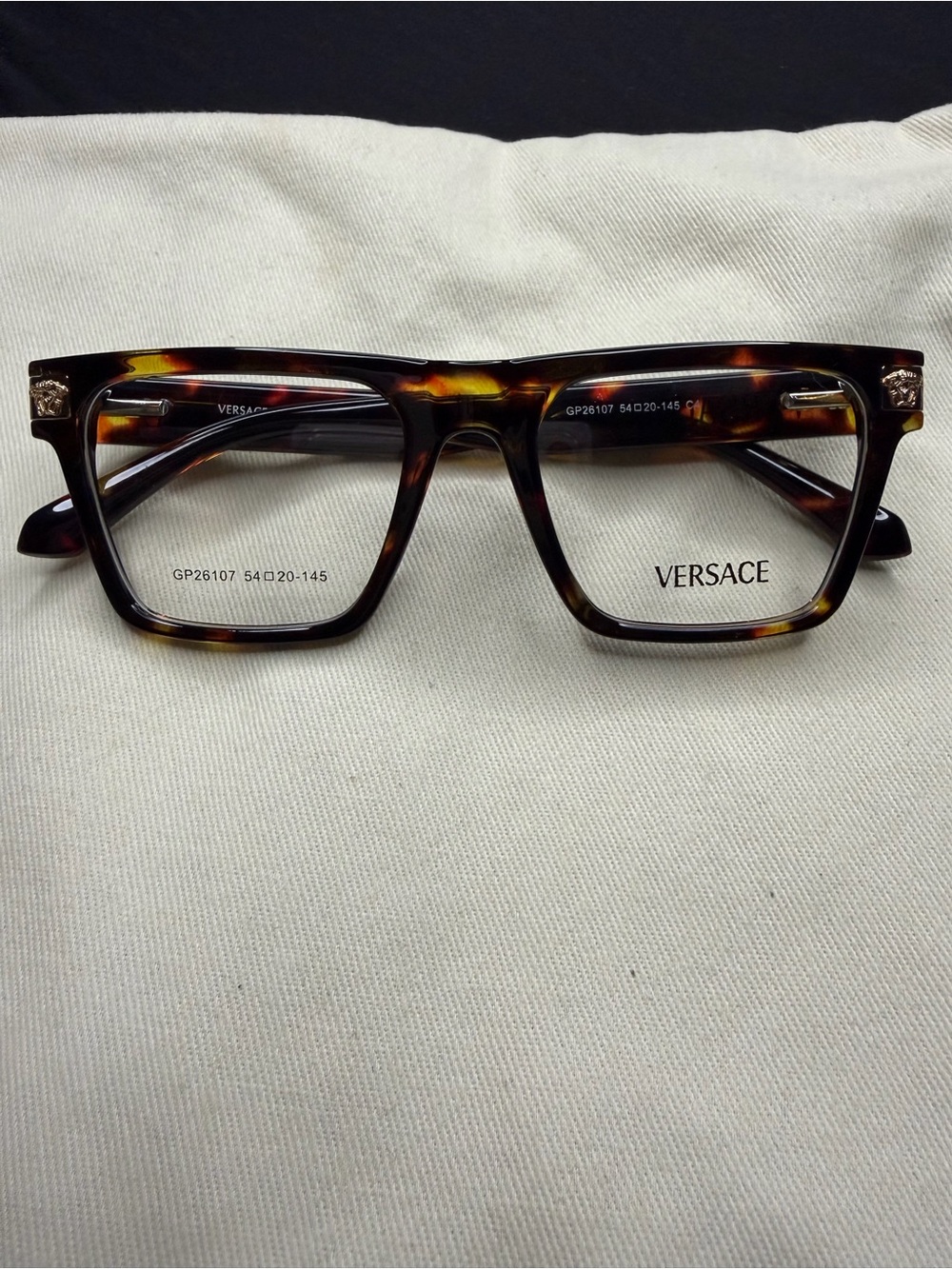 Versace Tortoiseshell Square Optical Frames - Dark Brown with Amber Accents